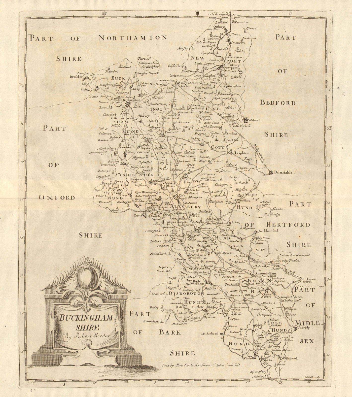 BUCKINGHAMSHIRE. by ROBERT MORDEN from Camden's Britannia 1772 old antique map